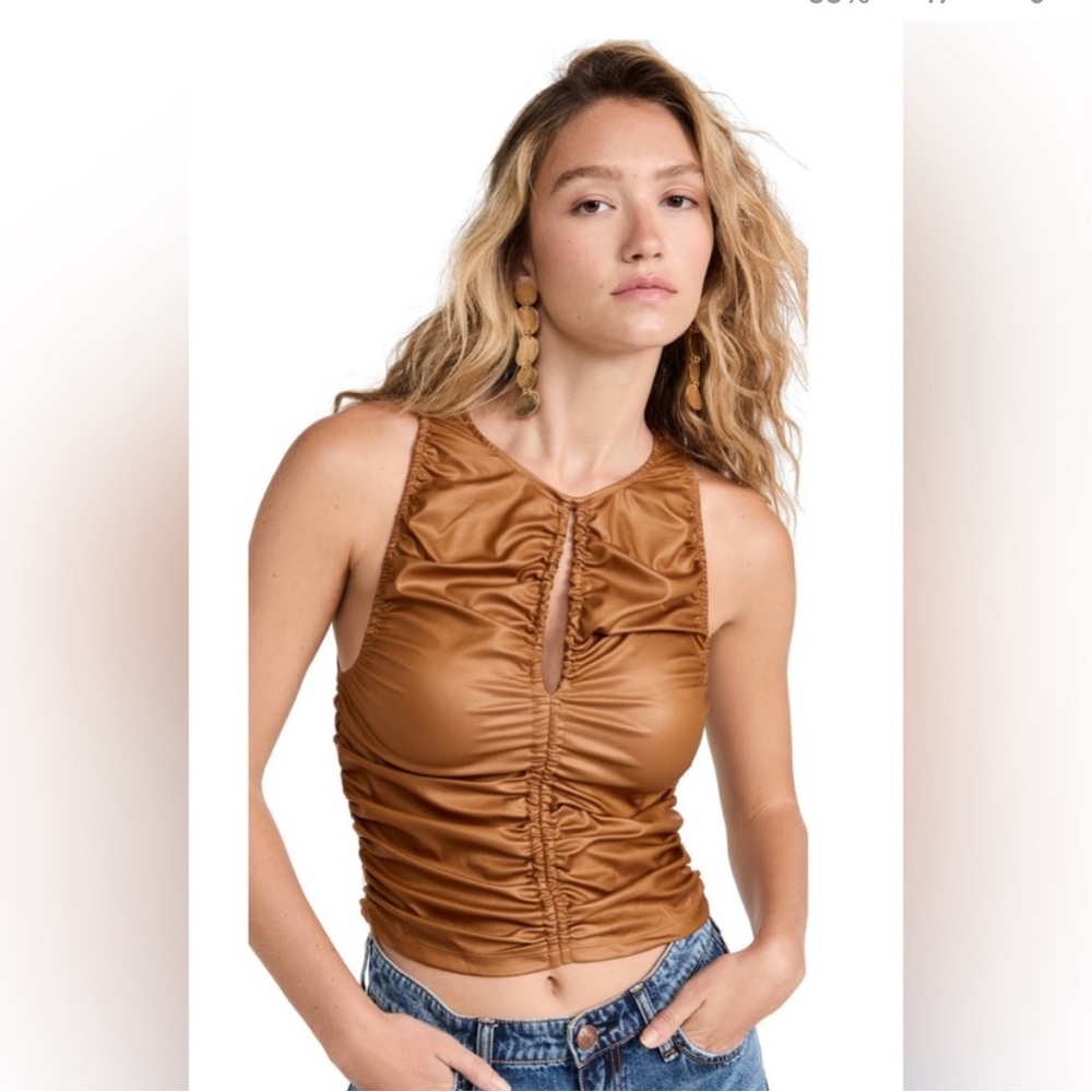 Free People Tan Ruched Top